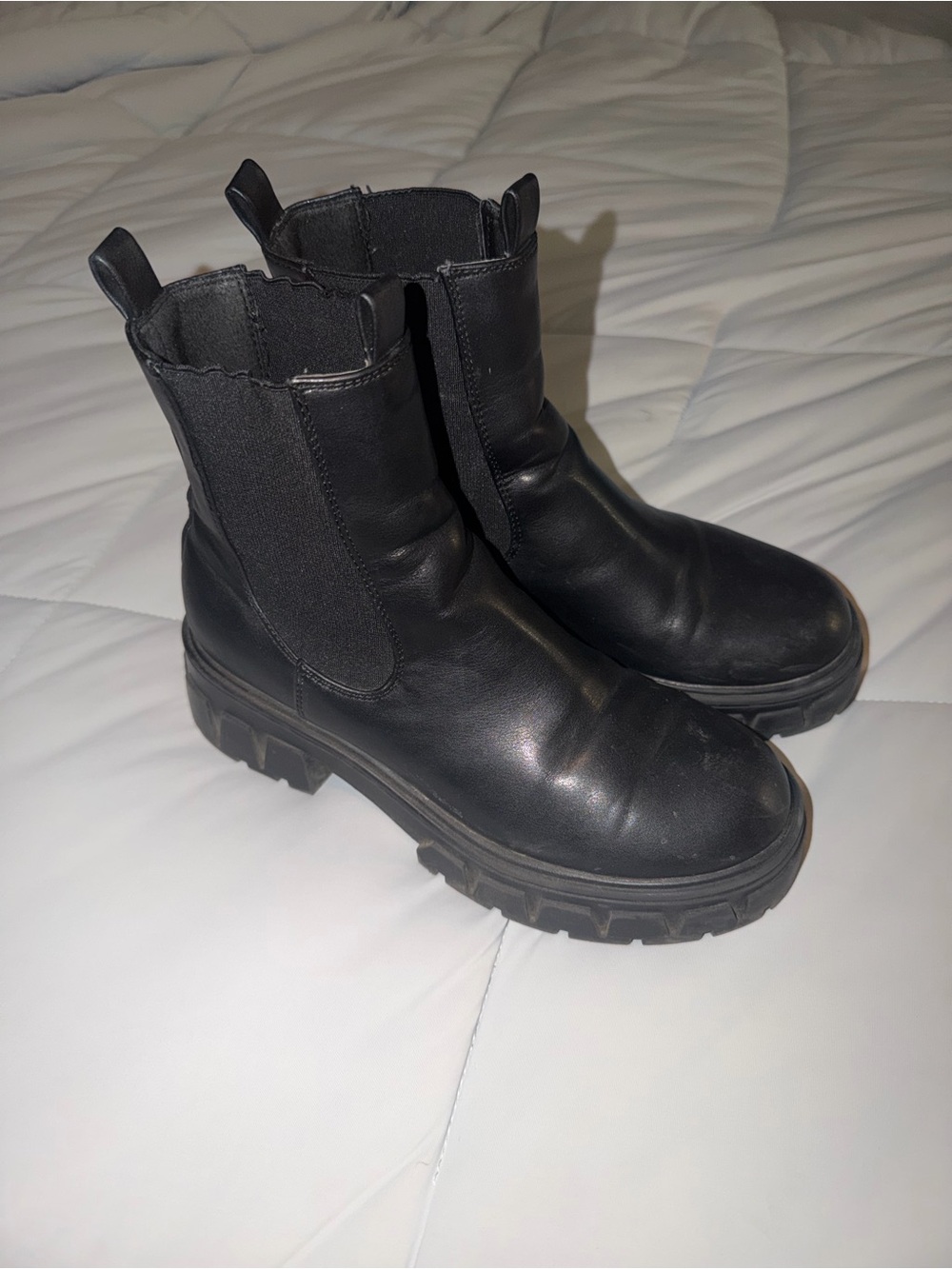 Forever 21 Black Chelsea Lug Combat Boots